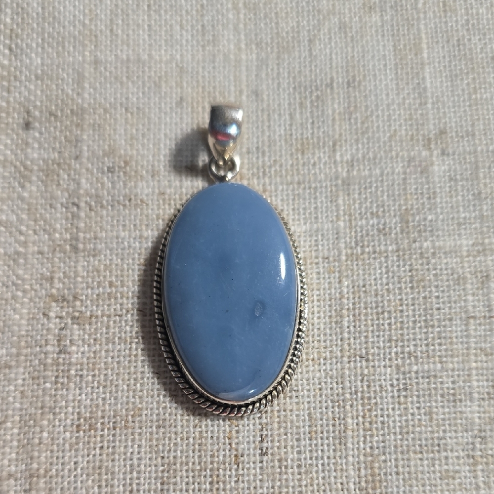 925 Sterling Silver~Owyhee Blue Opal Stone Pendant